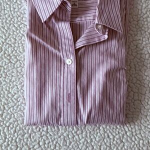 Banana Republic Non Iron Fitted Blouse Purple Stripe Women Size 6